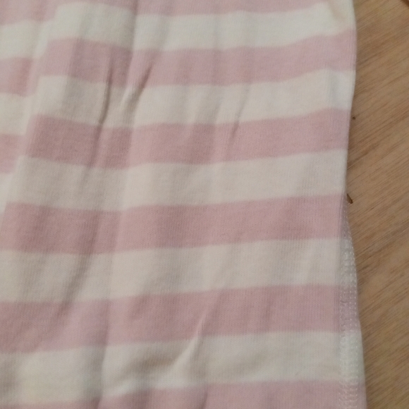 9-18m Hanna Andersson Pink and White Striped with Yellow Trim Onesie 100%O-C - Picture 6 of 6